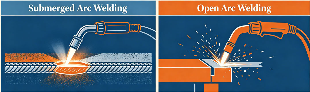 submerged arc vs. open arc welding